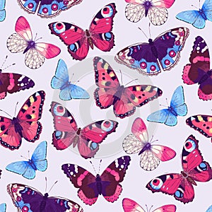 Vector pattern with high detailed vivid butterfly