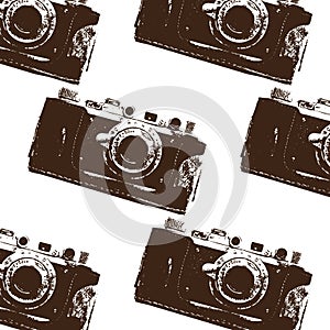 Vector pattern with illustration of vintage camera