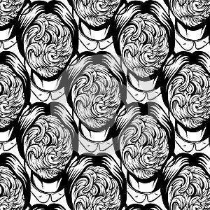 Vector pattern with illustration of weird young girl