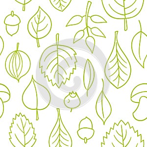 Vector pattern with leaves. Seamless autumn ornament. Fall season background.