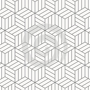 Vector pattern. Modern stylish texture. Repeating geometric tiles. Striped monochrome cubes.