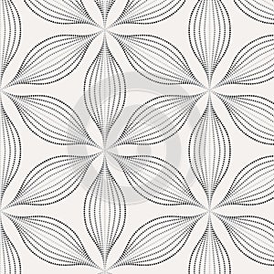 Vector pattern. Monochrome ornament with dotted abstract flower.