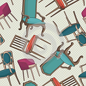Vector pattern with old armchairs.