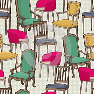 Vector pattern with old armchairs.