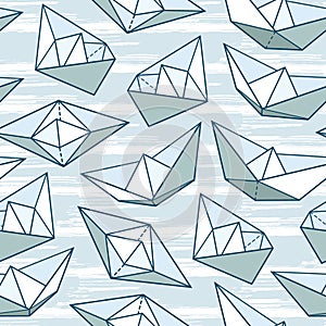 Vector pattern with paper ships