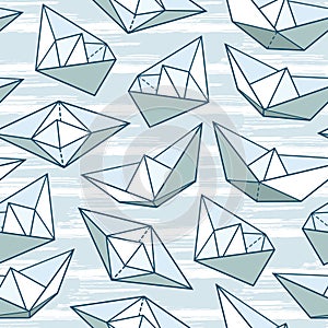 Vector pattern with paper ships