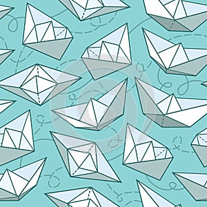 Vector pattern with paper ships