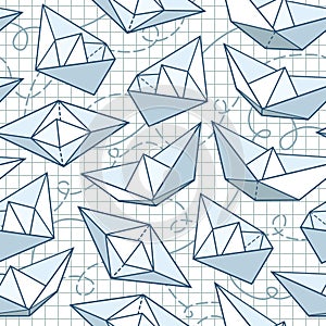 Vector pattern with paper ships