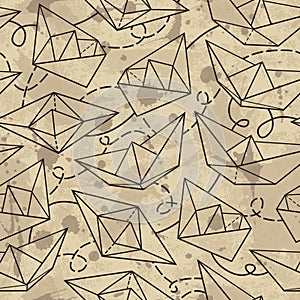 Vector pattern with paper ships