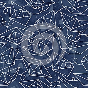 Vector pattern with paper ships