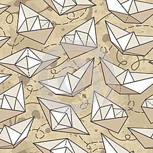 Vector pattern with paper ships