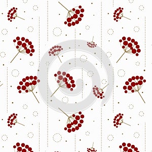 Vector pattern with red currant on white background