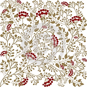 Vector pattern with red currant on white background