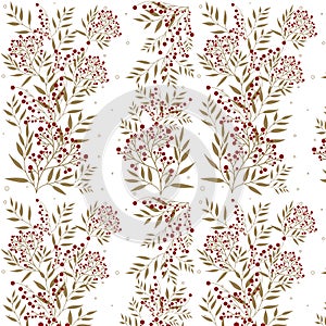 Vector pattern with red currant on white background