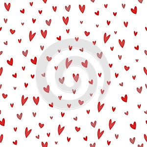 Vector pattern. Red and pink hearts. Valentine's Day background