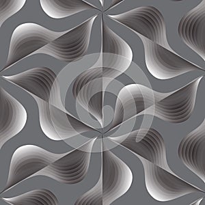 Vector pattern, repeating linear wavy flower.