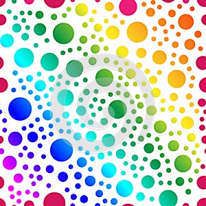 Vector pattern of repeating multi-colored circles. Seamless text
