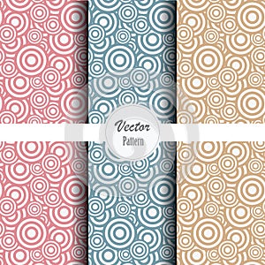 Vector pattern set of circle. repeating chaos stripe circles in different sizes and color background.