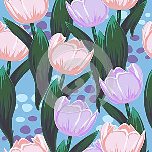 Vector pattern with tulips