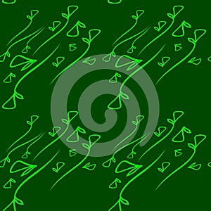 Vector pattern of vegetative mint elements on a green background