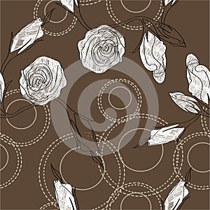Vector pattern with white roses