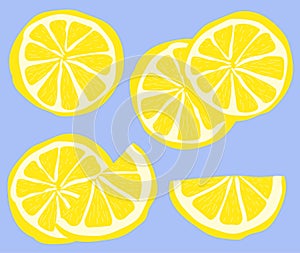 Vector pattern with yellow lemons on a blue background in a flat style