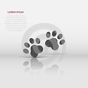 Vector paw print icon in flat style. Dog or cat pawprint sign illustration pictogram. Animal business concept
