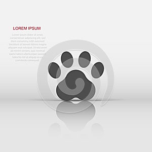 Vector paw print icon in flat style. Dog or cat pawprint sign illustration pictogram. Animal business concept