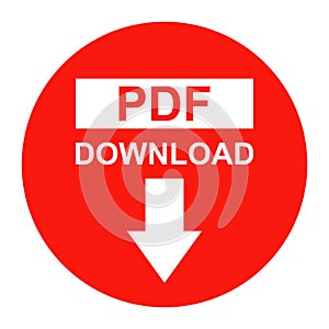 Vector Pdf file download button red color icon