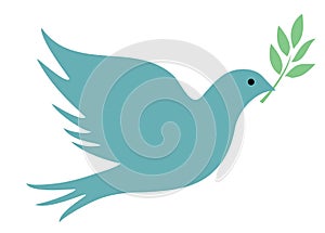 Vector Peace Dove with Olive Branch.