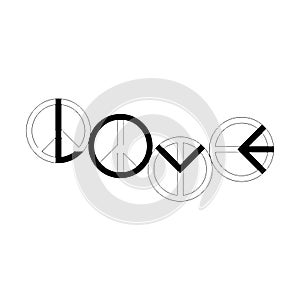 Vector of peace sign making the word LOVE