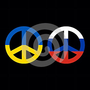 Vector of Peace Symbols of Ukraine and Russia. Perfect for peace content, preventing war