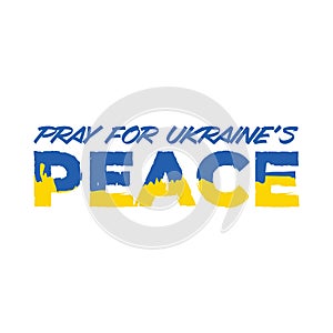 Vector peace typography design. Pray for Ukraine.