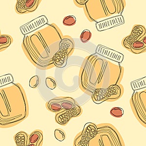 Vector peanuts butter seamless pattern