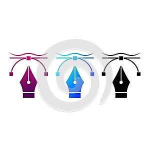 Vector pen tool icons isolated on white background
