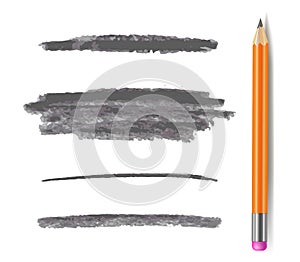 Vector Pencil Lines, Monochrome Gray Brush Strokes Set Isolated, with Graphite Pencil.