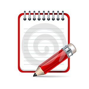 Vector pencil and notepad icon