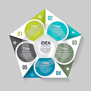 Vector pentagon infographic. Template for diagram, graph, presentation and chart. Business concept with five options, parts, steps