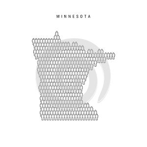 Vector People Map of Minnesota, US State. Stylized Silhouette, People Crowd. Minnesota Population