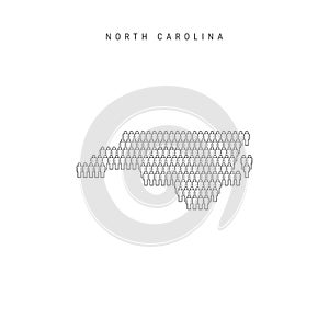 Vector People Map of North Carolina, US State. Stylized Silhouette, People Crowd. North Carolina Population