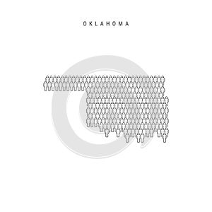 Vector People Map of Oklahoma, US State. Stylized Silhouette, People Crowd. Oklahoma Population