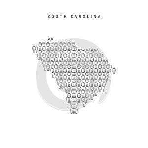 Vector People Map of South Carolina, US State. Stylized Silhouette, People Crowd. South Carolina Population