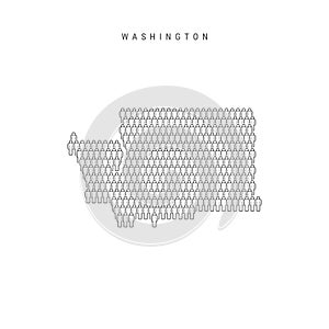 Vector People Map of Washington, US State. Stylized Silhouette, People Crowd. Washington Population