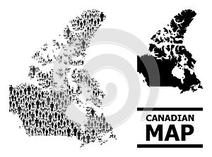 Vector People Mosaic Map of Canada and Solid Map