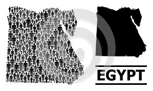 Vector People Mosaic Map of Egypt and Solid Map