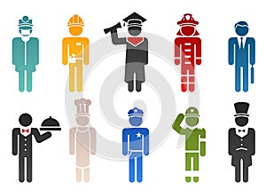 Vector people occupations icon set