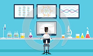 Vector people scientists research in laboratory process