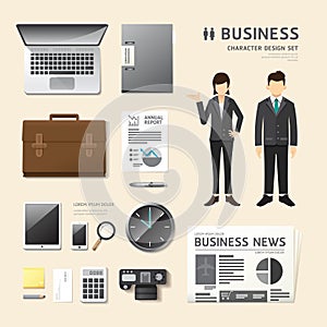 Vector people set business job character icons flat style with