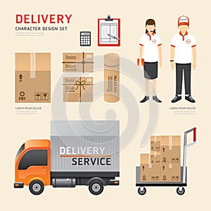 Vector people set delivery shipping service job character icons