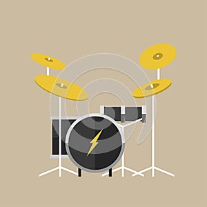 Vector percussion musical instruments drumkit in flat style classical orchestral concert stage traditional national drum photo
